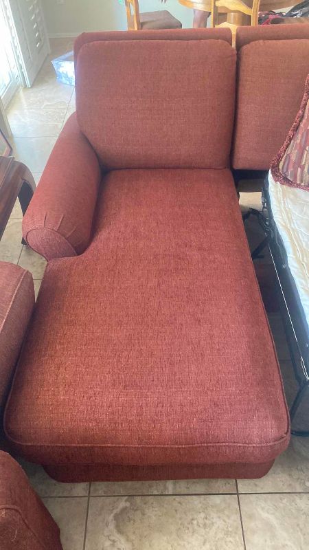 Photo 1 of LA-Z-BOY SLEEPER SOFA, BURGUNDY FABRIC WITH CHAISE LOUNGE 103"