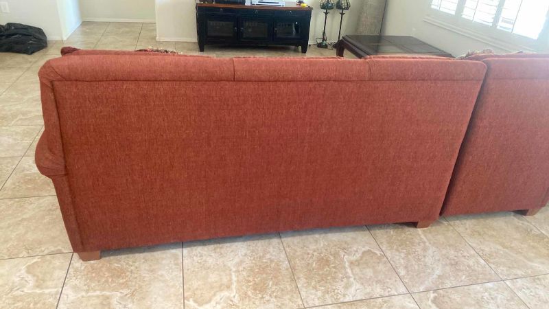 Photo 1 of LA-Z-BOY SLEEPER SOFA, BURGUNDY FABRIC WITH CHAISE LOUNGE 103"