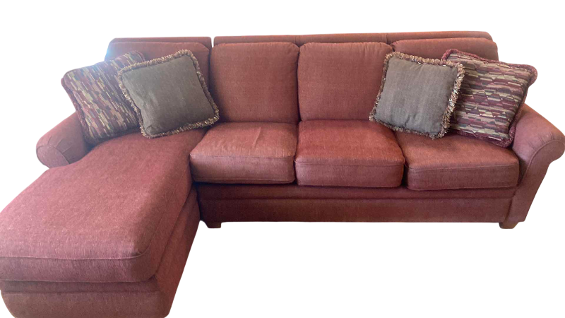 Photo 1 of LA-Z-BOY SLEEPER SOFA, BURGUNDY FABRIC WITH CHAISE LOUNGE 103"