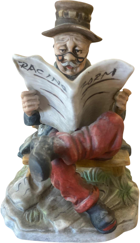 Photo 1 of RACING FORM MAN READING NEWSPAPER FIGURINE H7”