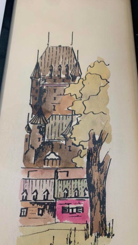 Photo 1 of VINTAGE QUEBEC WATERCOLOR 19” X 9”