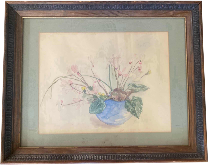 Photo 1 of FRAMED VINTAGE FLORAL SIGNED ARTWORK 20” X 16 1/2”
