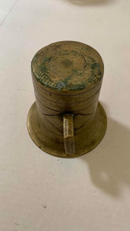 Photo 1 of VINTAGE SOLID BRASS MOTAR AND PESTLE CUP