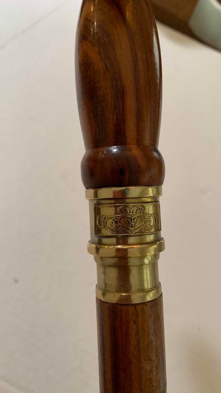 Photo 1 of IRISH “CLADDAGH” CARVED CANE WITH FLUTE INSIDE 37.5”