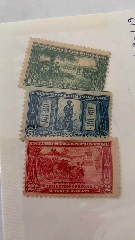 Photo 1 of UNITED STATES 1925 LEXINGTON-CONCORD SESQUICENTENNIAL STAMPS