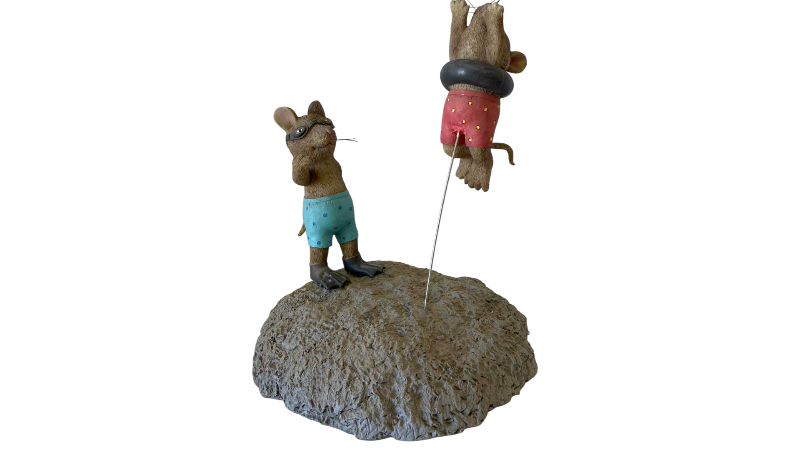 View 1 of MICE SWIMMING SCULPTURE 12 INCHES TALL