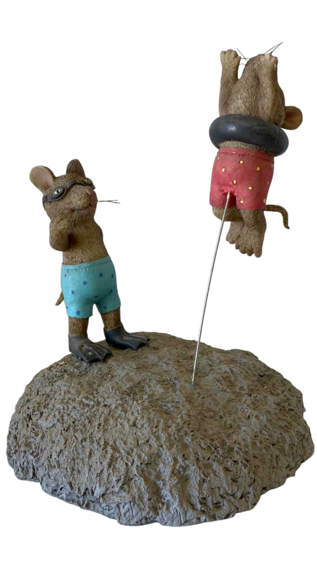 View 1 of MICE SWIMMING SCULPTURE 12 INCHES TALL
