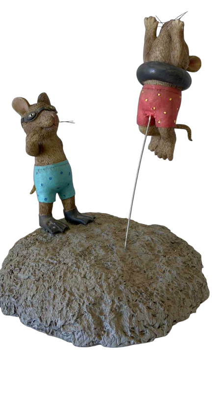 View 1 of MICE SWIMMING SCULPTURE 12 INCHES TALL