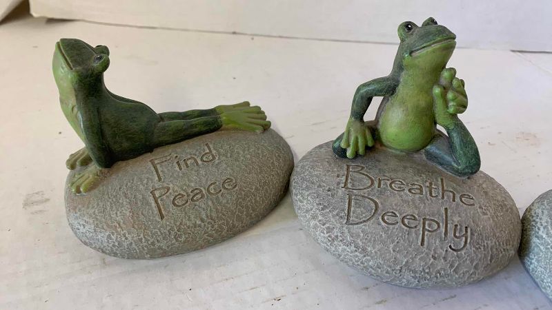 View 2 of THREE RESIN FROGS 3 1/2 INCHES TALL