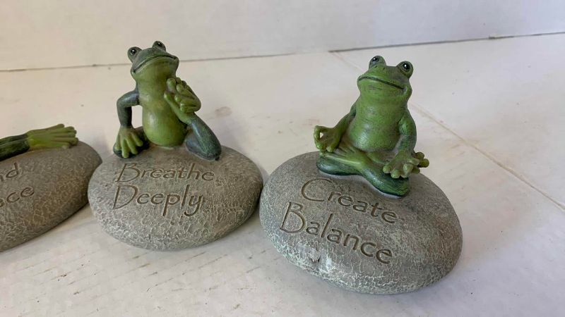 View 3 of THREE RESIN FROGS 3 1/2 INCHES TALL