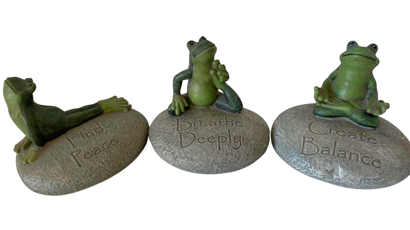 View 1 of THREE RESIN FROGS 3 1/2 INCHES TALL