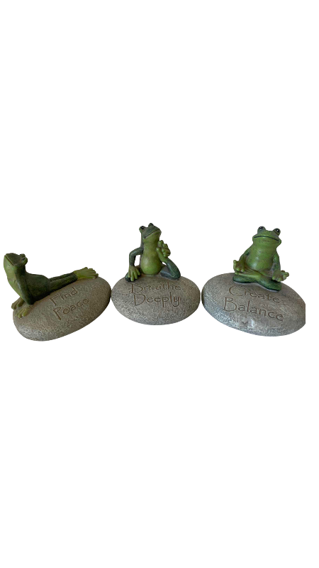 View 1 of THREE RESIN FROGS 3 1/2 INCHES TALL