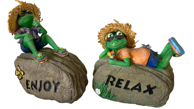 View 1 of TWO RESIN FROGS TALLEST 7 INCHES