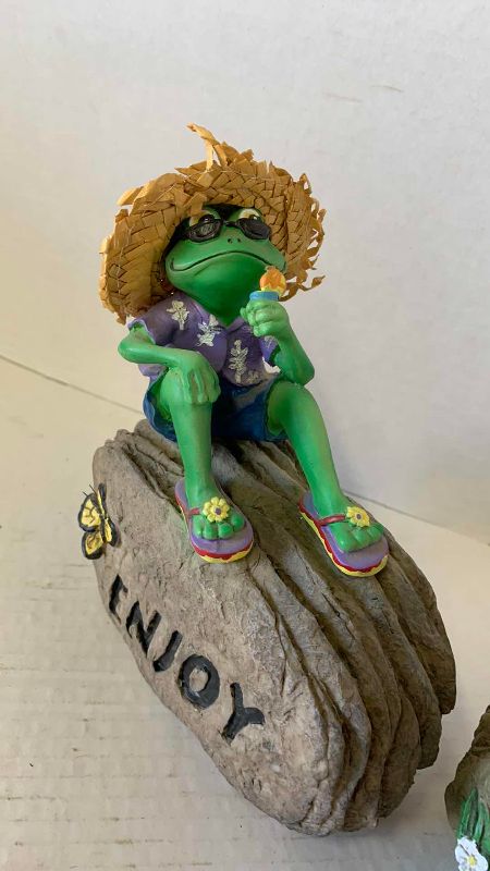 View 2 of TWO RESIN FROGS TALLEST 7 INCHES
