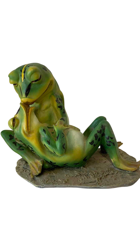 View 1 of RESIN KISSING FROGS SCULPTURE 11 X 9 1/2