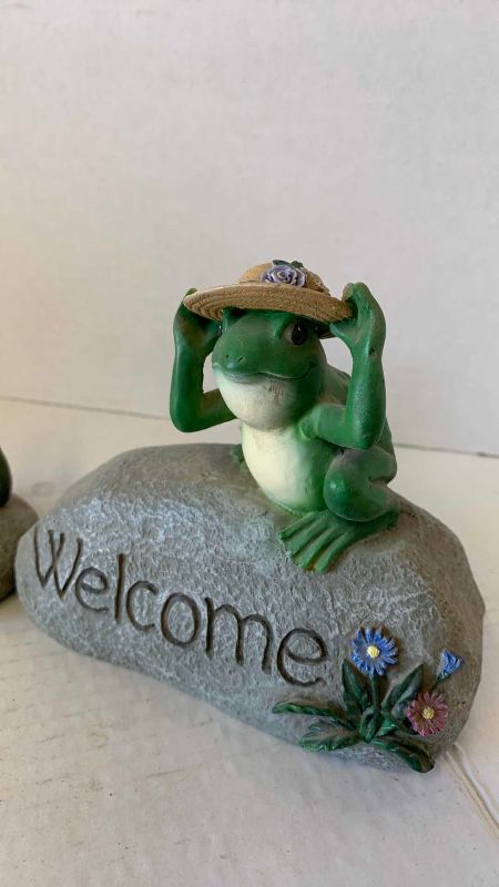 View 2 of TWO RESIN FROGS TALLEST 6"