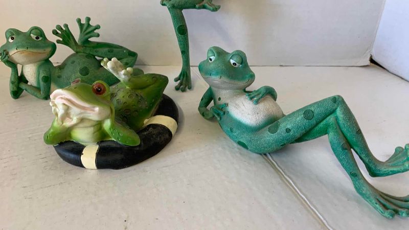 View 3 of FOUR RESIN FROGS LONGEST 8 INCHES