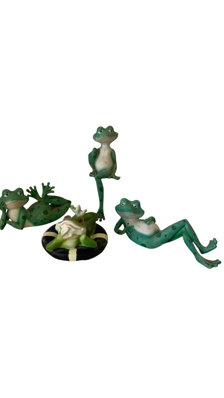 View 1 of FOUR RESIN FROGS LONGEST 8 INCHES