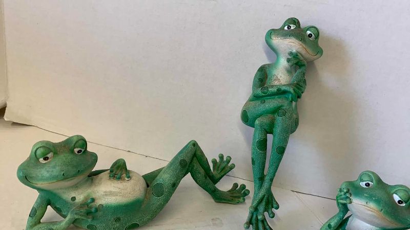View 3 of FOUR RESIN FROGS LONGEST 8 INCHES