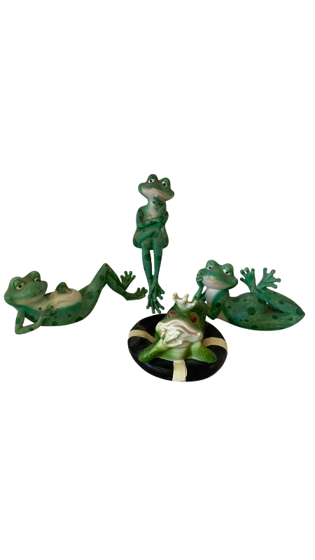 View 1 of FOUR RESIN FROGS LONGEST 8 INCHES