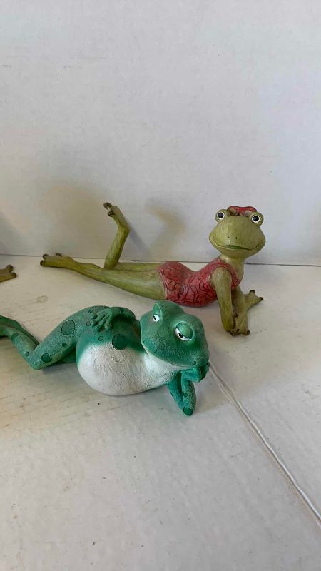 View 3 of THREE RESIN FROGS LONGEST 9 INCHES