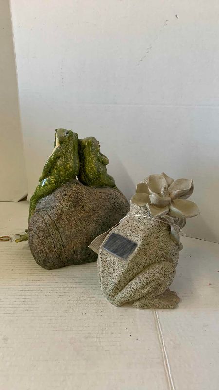 View 3 of THREE RESIN FROGS TALLEST IS 10 INCHES