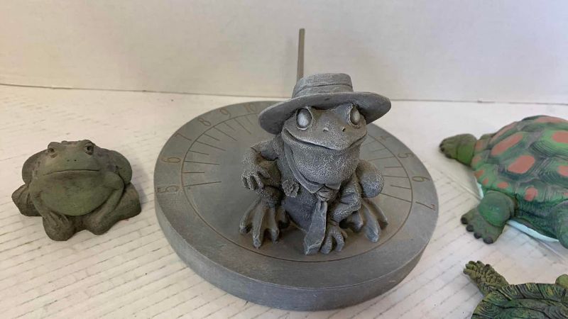 View 2 of FROG SUNDIAL AND ASSORTED TURTLES AND FROGS