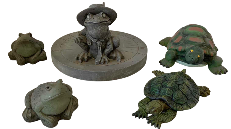 View 1 of FROG SUNDIAL AND ASSORTED TURTLES AND FROGS