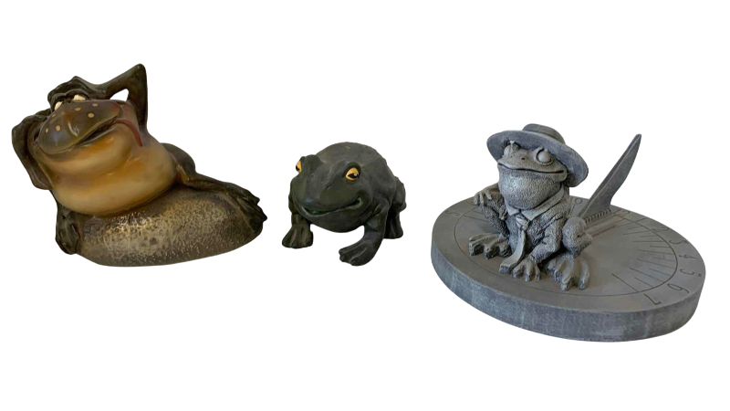 View 1 of FROG SUNDIAL, AND TWO OTHER FROGS TALLEST 6 INCHES