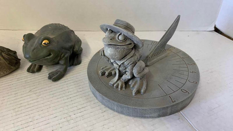 View 3 of FROG SUNDIAL, AND TWO OTHER FROGS TALLEST 6 INCHES