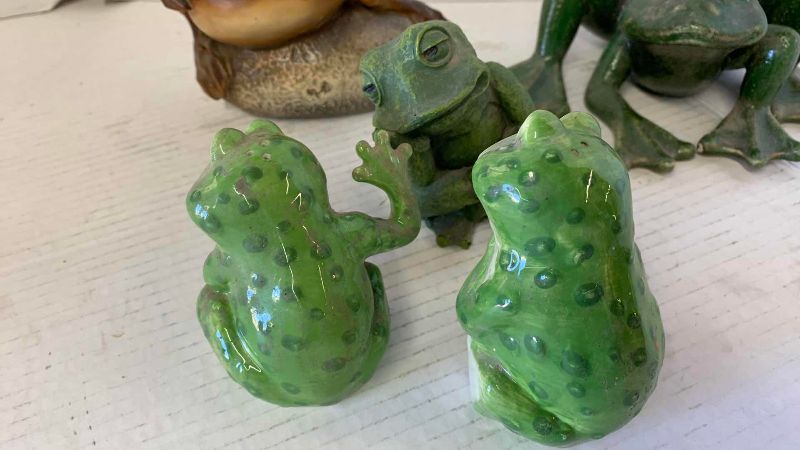 View 3 of ASSORTED FROGS, INCLUDING SALT AND PEPPER SHAKER TALLEST 6 INCHES