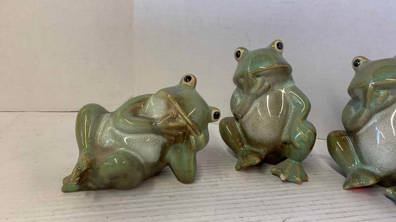View 2 of FOUR PORCELAIN FROGS TALLEST 6 INCHES