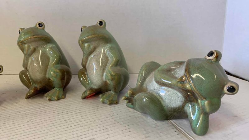 View 3 of FOUR PORCELAIN FROGS TALLEST 6 INCHES