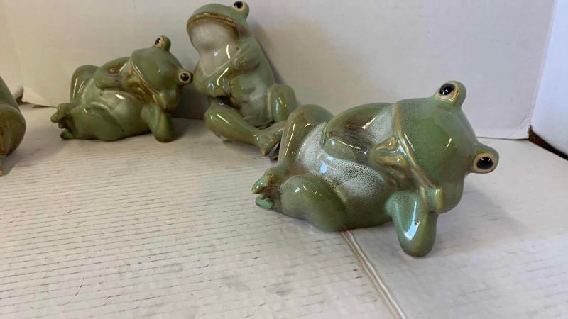 View 2 of FOUR PORCELAIN FROGS TALLEST 6 INCHES