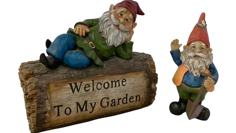 View 1 of PAIR OF GARDEN GNOMES LONGEST 9 1/2” WIDE