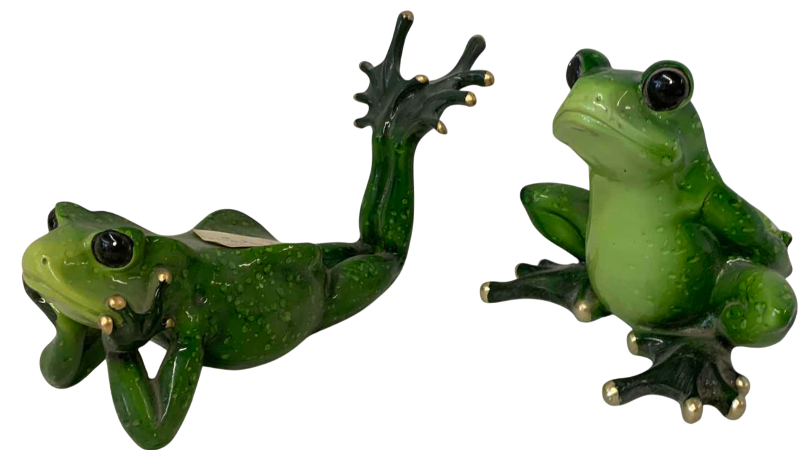 View 1 of PAIR OF CERAMIC FROG BOTTLE WINE HOLDERS LONGEST 10”