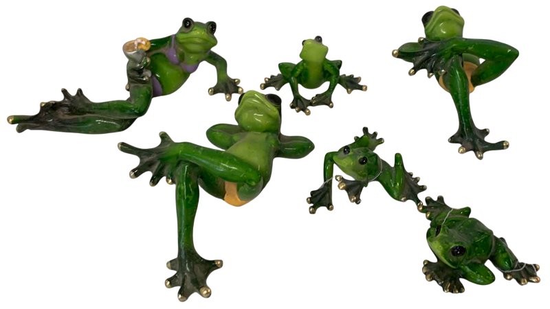 View 1 of SIX CERAMIC FROGS LONGEST 7”