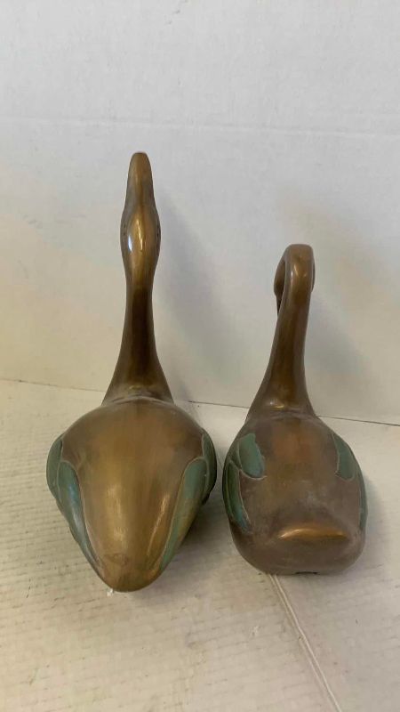 View 2 of TWO METAL DUCK FOUNTAINS, TALLEST 11”
