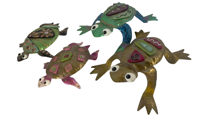 View 1 of FOUR METAL FROGS AND TURTLES LONGEST 6”