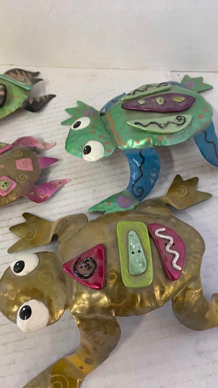 View 2 of FOUR METAL FROGS AND TURTLES LONGEST 6”