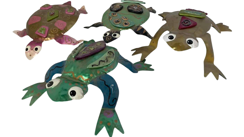 View 1 of FOUR METAL FROGS AND TURTLES LONGEST 6”