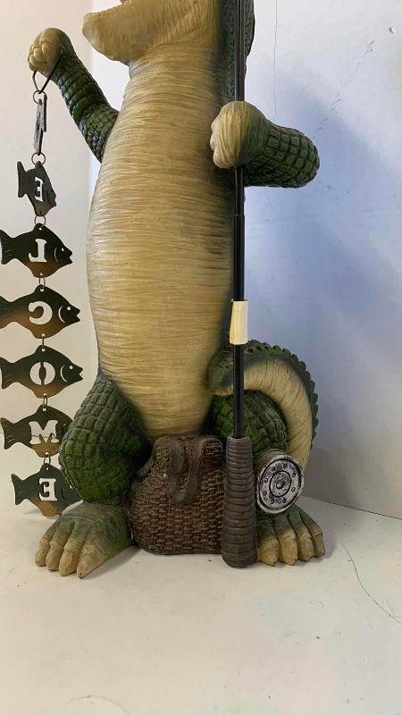 View 3 of RESIN ALLIGATOR HOLDING WELCOME SIGN 30”