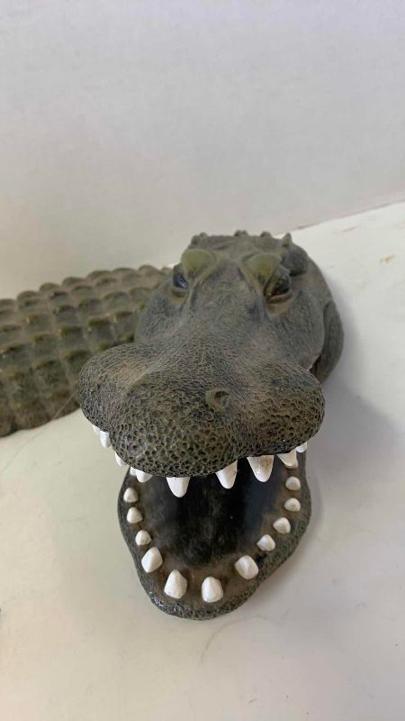 View 3 of RESIN ALLIGATOR FLOATING POND SCULPTURE 33” LONG