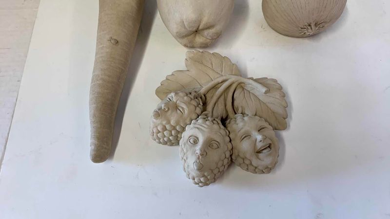 View 3 of FOUR STONE PIECES OF GARDEN DECOR TALLEST IS 13”