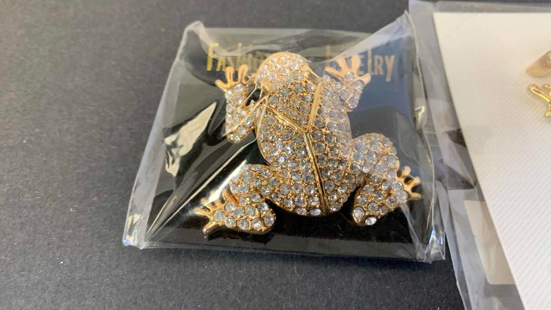View 2 of TWO FROG RHINESTONE JEWELRY SETS