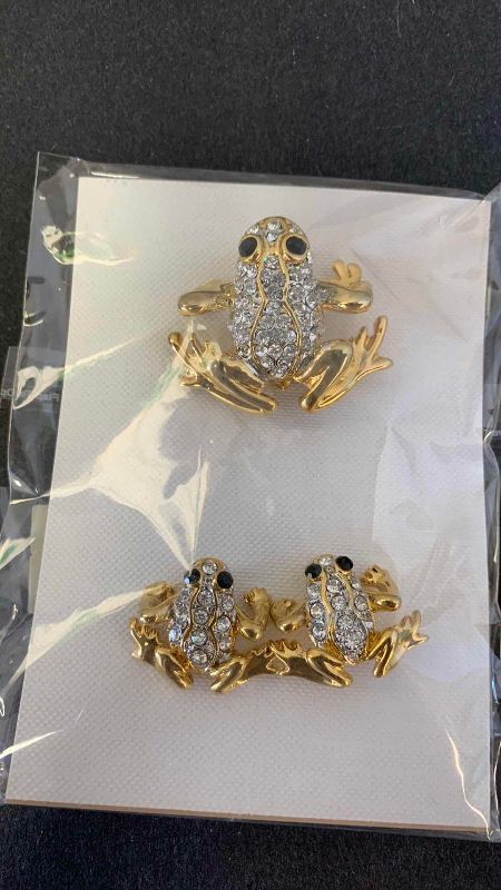 View 3 of TWO FROG RHINESTONE JEWELRY SETS