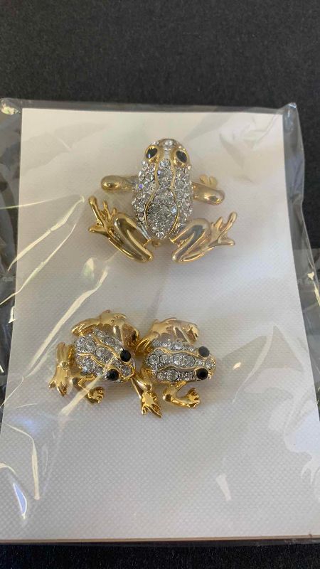 View 2 of TWO FROG RHINESTONE JEWELRY SETS