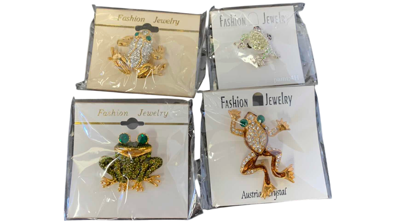 View 1 of FOUR RHINESTONE FROGS PIECES OF JEWELRY