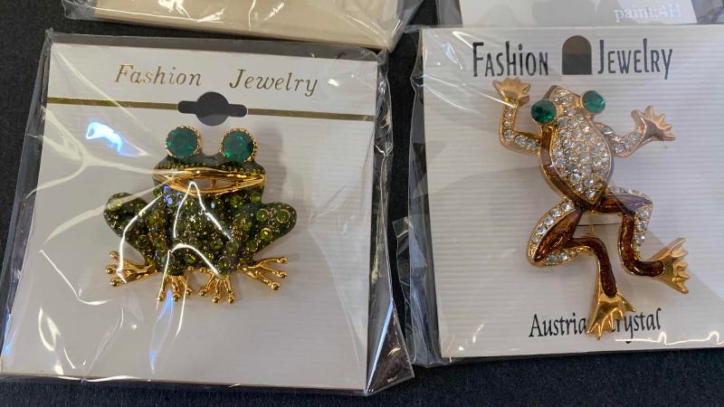 View 3 of FOUR RHINESTONE FROGS PIECES OF JEWELRY