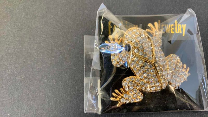 View 3 of TWO RHINESTONE FROG PIECES OF JEWELRY